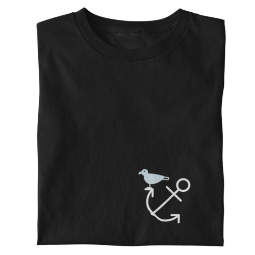 Brusttaschen Motive: Möwe auf Anker - Herren Shirt