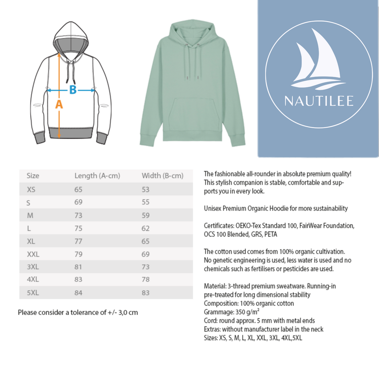 Bitte eine Bootslänge ABSTAND halten  - Herren Organic Hoodie 2.0 ST/ST